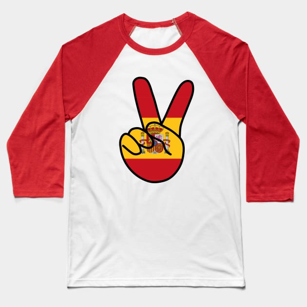 Spain Flag V Sign Baseball T-Shirt by DiegoCarvalho